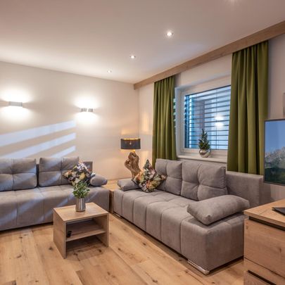 Wohnraum in der Gartensuite in Söll am Wilden Kaiser